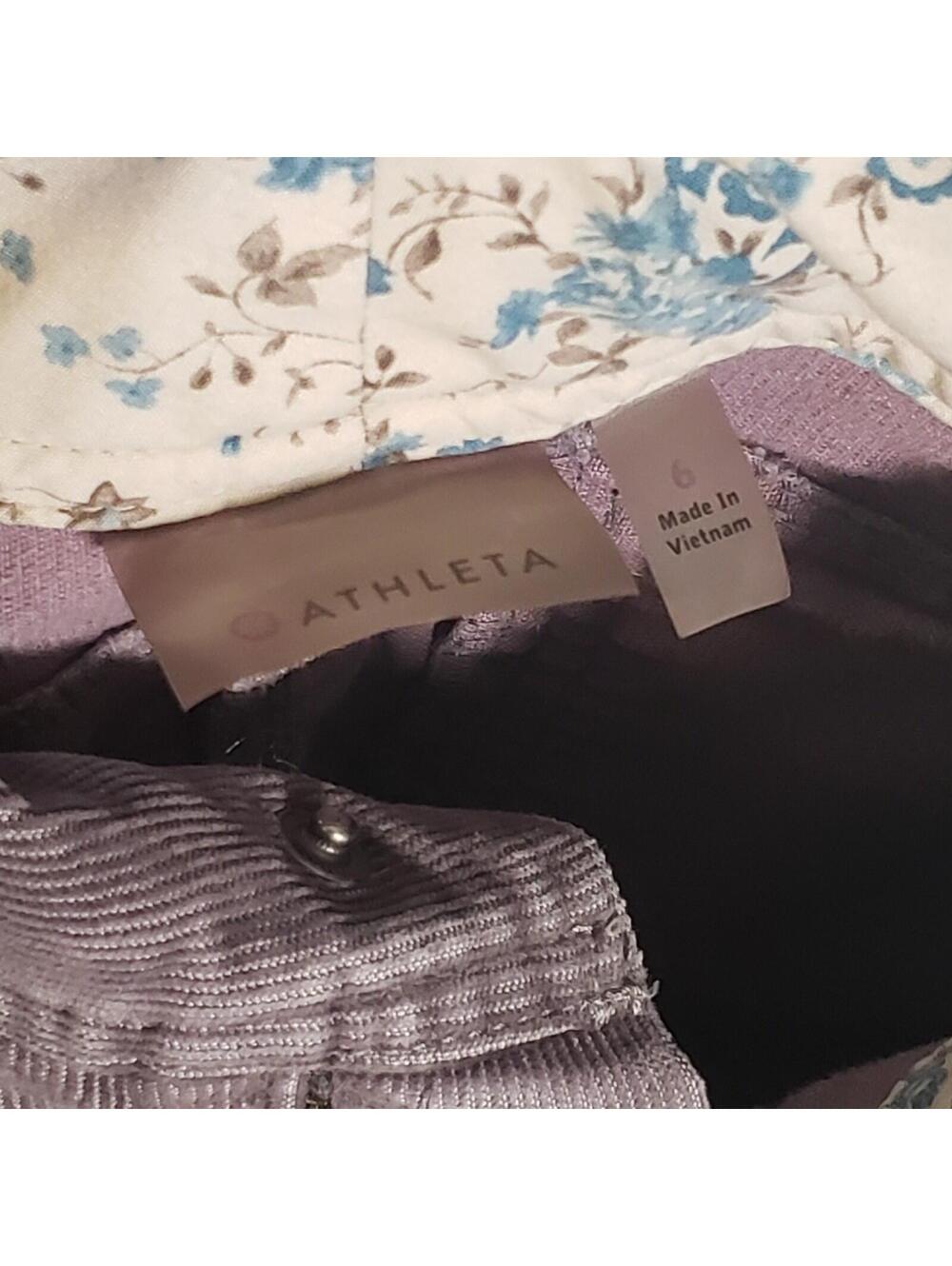 Athleta Corduroy Purple Snap Front Straight Skirt Pockets Size 6 - Picture 3 of 6